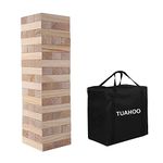 TUAHOO Outdoor Games Giant Tumble Tower (Stacks to 4+ Feet), Large Tumbling Timber, Wood Blocks Tower Yard Game for Kids & Adults Family Stacking Backyard Game