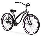 Firmstrong Bella Fashionista Single Speed Beach Cruiser Bicycle, 26-Inch, Matte Black/ Purple Rims