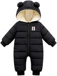 Happy Cherry Newborn Sleepers Infant Baby Girls Boy Down Hooded Romper Winter Warm Snowsuit Bunting Cotton Jumpsuit Black, 6-12 Months