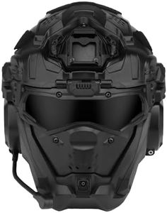 Willbebest Tactical Airsoft Helmet, Black High-end Paintball Full Face Mask Built-in HD Headset with 2 Pairs Goggles and Built-in Anti-Fog Fan for Outdoor CS Games, Hunting Gear (Full Face Helmet #2)