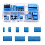 VooGenzek 40 PCS 1 2 3 4 6 8 10 12 Pin Double Row Dip Switch, 2.54mm On Off Slide Type Switch, for Circuit Breadboards PCB (Blue)