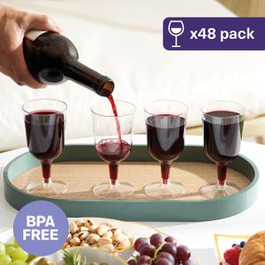 MATANA Clear Plastic Wine Glasses, 48-Pack – Reusable Party Cups