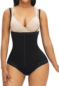 YIANNA Fajas Colombianas Postparto Shapewear for Women Tummy Control High Compression Body Shaper with Hook Crotch, Black-2, Small