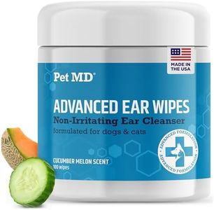 Pet MD Cat and Dog Ear Cleaner Wipes - Advanced Otic Veterinary Ear Cleaner Formula - Dog Ear Infection Treatment - 100 Count