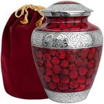 Trupoint Memorials Cremation Urns for Human Ashes - Decorative Urns, Urns for Human Ashes Female & Male, Urns for Ashes Adult Female, Funeral Urns - Red, Large