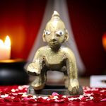 Salvus App SOLUTIONS Attractive Metal Miniature Krishna/laddu Gopal Statue for Home Decor & Car Dashboard (Golden_2.5x2.5 Inch)