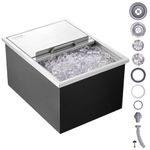 VEVOR Drop in Ice Chest, 24"L x 18"W x 13"H Stainless Steel Ice Cooler, Commercial Ice Bin with Sliding Cover, 40.9 qt Outdoor Kitchen Ice Bar, Drain-Pipe and Drain Plug Included, for Cold Wine Beer