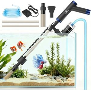 fishkeeper Electric Fish Tank Cleaner – 8W Rechargeable Aquarium Cleaning Tools with Gravel Vacuum, 213GPH Automatic Water Changer with Debris Cleaning & Sand Washing for Freshwater Saltwater Tanks