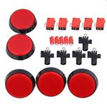 BQLZR Red LED Light Lamp 60mm Dia Big Round Arcade Video Game Player Push Button Switch Pack of 5