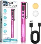 RISEMART Pen Light for Nurse, Rechargeable LED Medical PenLight, Warm/Cool White & Stepless Dimming, Portable Medical PenLight for Nurse, Doctor, First Aid, EMT, Nursing,Nursing Student (Red)