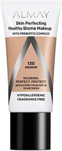 Almay Skin Perfecting Healthy Biome Foundation Makeup with Prebiotic Complex SPF 25, Hypoallergenic, -Fragrance Free, 130 Medium, 1 fl. oz.