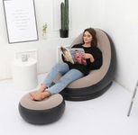 SHYONA Chair, Portable Fast Inflatable Sofa Chair with Foot Stool, Surface with Plush Smooth Comfortable Ideal for Living Room, Room and Outdoor Camping use(Multicolour) Inflatable Sofa Camping use