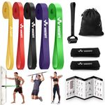 WHATAFIT Resistance Bands, Pull Up Assistance Bands, Exercise Bands, Workout Bands Set for Men and Women Home Fitness, Body Stretching, Strength Training, Physical Therapy (5, Colorful+Grip)