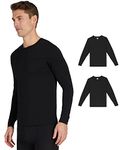 32 DEGREES Men's 2-Pack Performance Lightweight Thermal Baselayer Crewneck Top, Black/Black, Large