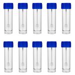 ULTECHNOVO 10Pcs Stool Containers Specimen Cup, 25-30ml Sample Test Tubes Cup with Spoon Lid, Urine Sample Pots for Laboratory School Educational