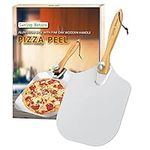 Loving Nature Pizza Peel Aluminium Base with Fine Oak Wooden Foldable Handle Easy Storage, 12-Inch Wide, Gourmet Luxury Pizza Peal Pizza Paddle Baking Homemade Pizza, Celebrations, Anniversary, Gifts