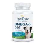 Nordic Naturals Omega 3 Pet Supplement | 330 mg Omega 3 Dog Skin and Coat Supplement | Fish Oil for Dogs with EPA & DHA | Promotes Heart, Skin, Coat, Joint, & Immune Health - Unflavored 90 Soft Gels