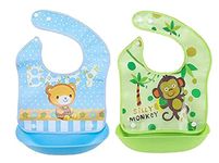 BabyGo Silicone Baby Detachable Waterproof Apron Bibs (Set of 2) Random Color