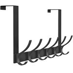 Peasulin Over The Door Hooks, Sturdy Door Hanger, Large Over The Door Towel Rack with 12 Hooks, Heavy Duty Easy to Install, for Bathroom, Bedroom，Kitchen，Hanging Towels, Coats (Black)