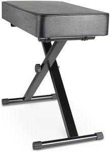 Tabouret Piano Reglable en Hauteur 50-52-54-56CM, Banc Piano avec Coussin en PU de 8CM, Banquette Piano Pliable, Siege Piano en Forme de X, Chaise Piano Tabouret de Piano Capacité Portante 100KG, Noir