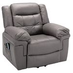 BTM Newly Upgraded Electric Lift Recliner Chair with Padded Seat, Modern Antiskid Upholstered Reclining Massage Armchair with Heat and Vibration for Elderly for Home Living Room (Gray-1)