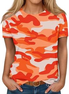 Crew Neck Shirt for Women Womens Graphic Tees Womens Shirt Cute Graphic Blessed Shirt Short Sleeve Tees Funny Inspirational Teacher T-Shirt Tops 2024 Basic Tees for Women Orange 3XL