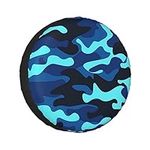 Blue Camo Polyester tire cover with nylon rope and buckle universal easy to install and remove