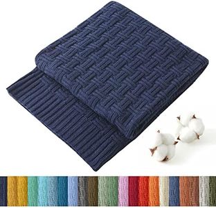 TREELY 100% Cotton Knitted Throw Blanket Couch Cover Blanket(50 x 60 Inches, Navy)