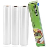 KitchenBoss Vacuum Sealer Rolls - Vacuum Sealer Bags - 3 Rolls 28 x 500cm | with Cutter-Box | BPA-Free | Heavy Duty Embossed | for Vacuum-Sealer Food Storage and Sous Vide Cooking