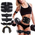 Jenylu 5 Pcs EMS Muscle Stimulator, Abs Trainer Hips Trainer Electronic Toning Belts, Abs Toning Belt Workout Equipment, Muscle Stimulator 6 Modes & 10 Intensity for Abdomen Arm Leg Hips Men & Women