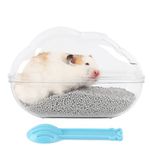 BUCATSTATE Hamster Sand Bath Container Large Transparent Plastic Sauna Toilet with Scoop Set nonspilling for Small Animal，Gerbil，Syrian Hamster,Mouse,Rat (Transparent, Large)