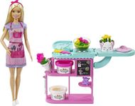 Barbie Florist Playset with 12-in Blonde Doll, Flower-Making Station, 3 Dough Colours, Mold, 2 Vases & Teddy Bear, Great Gift for Ages 3 Years Old & Up