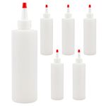 Cornucopia 8oz HDPE Plastic Squeeze Bottles w/Yorker Tips (6-Pack), Empty Refillable Bottles for Arts, Crafts & Kitchen (6 Pack)