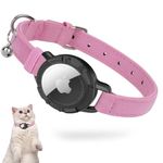 AirTag Cat Collar, Integrated Apple Air Tag Cat Collar,Soft GPS Cat Collars with AirTag Holder and Bell,Lightweight Tracker Cat Collars for Cats, Kittens and Puppies(Pink,XS)