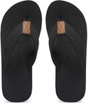 MAIITRIP Mens Flip Flops Size 13,Summer Comfy Beach Shoes,Non-Slip Rubber Lightweight Yoga Mat Shower Thong Sandals,All Black