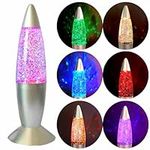 7.28” Glitter Lava Lamp Mini Groovy Glow Lamp LED Red Purple Pink Multiple Colors Changing for Adults and Kids with USB Cable as Gift and Bedroom Decoration