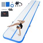 VEVOR Gymnastics Air Mat, 4 inch Thickness Inflatable Gymnastics Tumbling Mat, Tumble Track with Electric Pump, Training Mats for Home Use/Gym/Yoga/Cheerleading/Beach/Park/Water, 20 ft, Blue