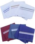 Royal Mart Men's White & Color Striped Premium Handkerchief - Pack of 06