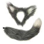 jokeshop Fluffy Wolf Set (Ears & Tail) Fancy Dress Halloween World Book Day Adults Werewolf Animal Accessory