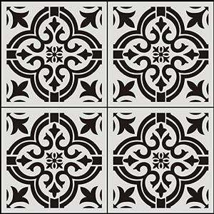 4PC 12 x 12 Inch Large Size Reusable Stencil Laser Cut Painting Template Floor Wall Tile Fabric Furniture Stencils Painting Stencils (A4, 4PC)