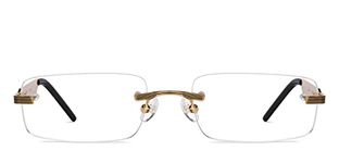 John Jacobs | Blue Cut & Antiglare Zero Power Computer Eyeglasses | Gold Rimless Rectangular Shape | For Men & Women | Medium | JJ E15295