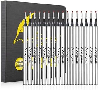 Nekigoen 4.37 Inch Rollerball Pen Refills Smooth Writing German Gel Ink Pen Refills Metal Standard Size Fine Point Black Ink 15 Black