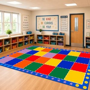 Large Classroom Rug 7'7" x 13' with 28 Seats for Preschool & Elementary
