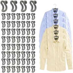 Mlici Velvet Clothes Hanger Connector Hooks, 60 Pcs Heavy Duty Space Saving Clothes Hanger Connector Hooks for Closet, Grey