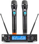 Vangoa Wireless Microphone, Professional Wireless Microphone System, Dual UHF Cordless Dynamic Mic Handheld Microphone with Receiver 328ft for Meeting, Church, Home Party, Wedding, Singing