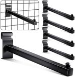 Oudain 12 Inches Straight Arm Faceout Hook Gridwall Hooks Grid Wall Hangers Gridwall Peg Hooks Grid Wall Accessories for Wire Grid Wall Panels Shelf(5 Pcs, Black)