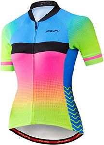 Women's Cycling Jersey Short Sleeve Biking Shirts Bike Clothing Bicycle Jacket with Pockets Breathable, 1a18, X-Large