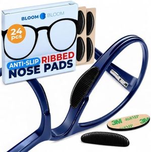 Ribbed Anti-Slip Nose Pads for Glasses, Silicone Sweat Grip, 12 Pairs