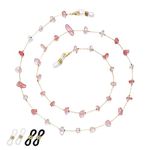 ERNAULO Glasses Chain for Women Eye Glasses Holders Around Neck Natural Crystal Eyeglasses Strap Sunglass Chains for Women, Pink Crystal2, 28 inches