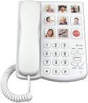 Benotek Corded Big Button Picture Phone for Seniors with Speaker Redial, Hands Free Landline Desk Telephone, Amplied Large Button Home Phones